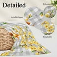 thumbnail image 2 of Spring Forsythia Flowers Pillow Covers, Linen Long Throw Pillow Case, Yellow Floral Hummingbird Gray Plaid Holiday Pillow Protector Decorative Cushion Cover for Living Room/Bedroom 24" x 36", 2 of 8