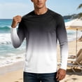 thumbnail image 4 of Men's UPF 50+ Sun Protection Long Sleeve Shirt, Gradient Quick-Dry Elastic Outdoor Rash Guard Black 2XL, 4 of 6