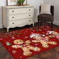 thumbnail image 3 of Gingerbread Christmas Area Rugs 4'x6', Washable Small Throw Rugs for Office Bathroom, Xmas Balls Branches Red Indoor Outdoor Rug Non-Slip Low Pile Carpet Runner Reversible Floor Mats, 3 of 8