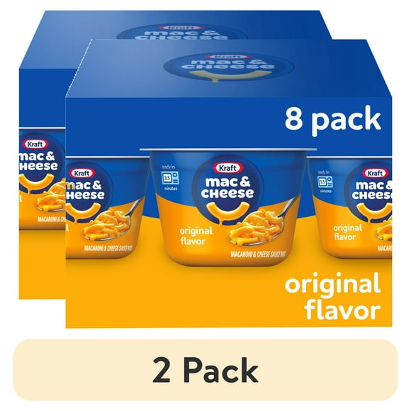 (2 pack) Kraft Original Mac N Cheese Macaroni and Cheese Cups Easy Microwavable Dinner, 8 ct Box, 2.05 oz Cups