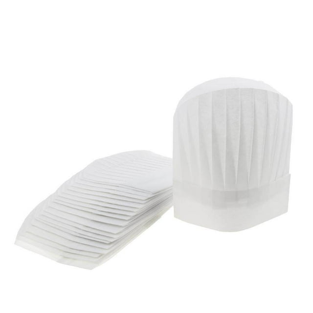 justharion 20x Bonnet de Chef Jetable Casquette de Cuisinier Servir des Aliments de Boulanger Blanc Rond 9 Pouces
