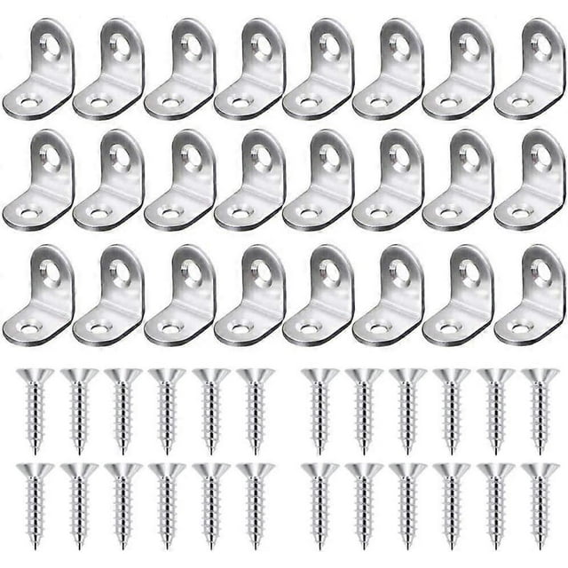 Soportes en L para esquinas, soportes de ángulo recto de acero inoxidable de 20 mm, 24 juegos