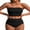 Black, variant on Sociala Strapless High Waisted Bikini Sets for Women Tummy Control Scallop Ribbed Bandeau Swimsuit Lace up Bathing Suits