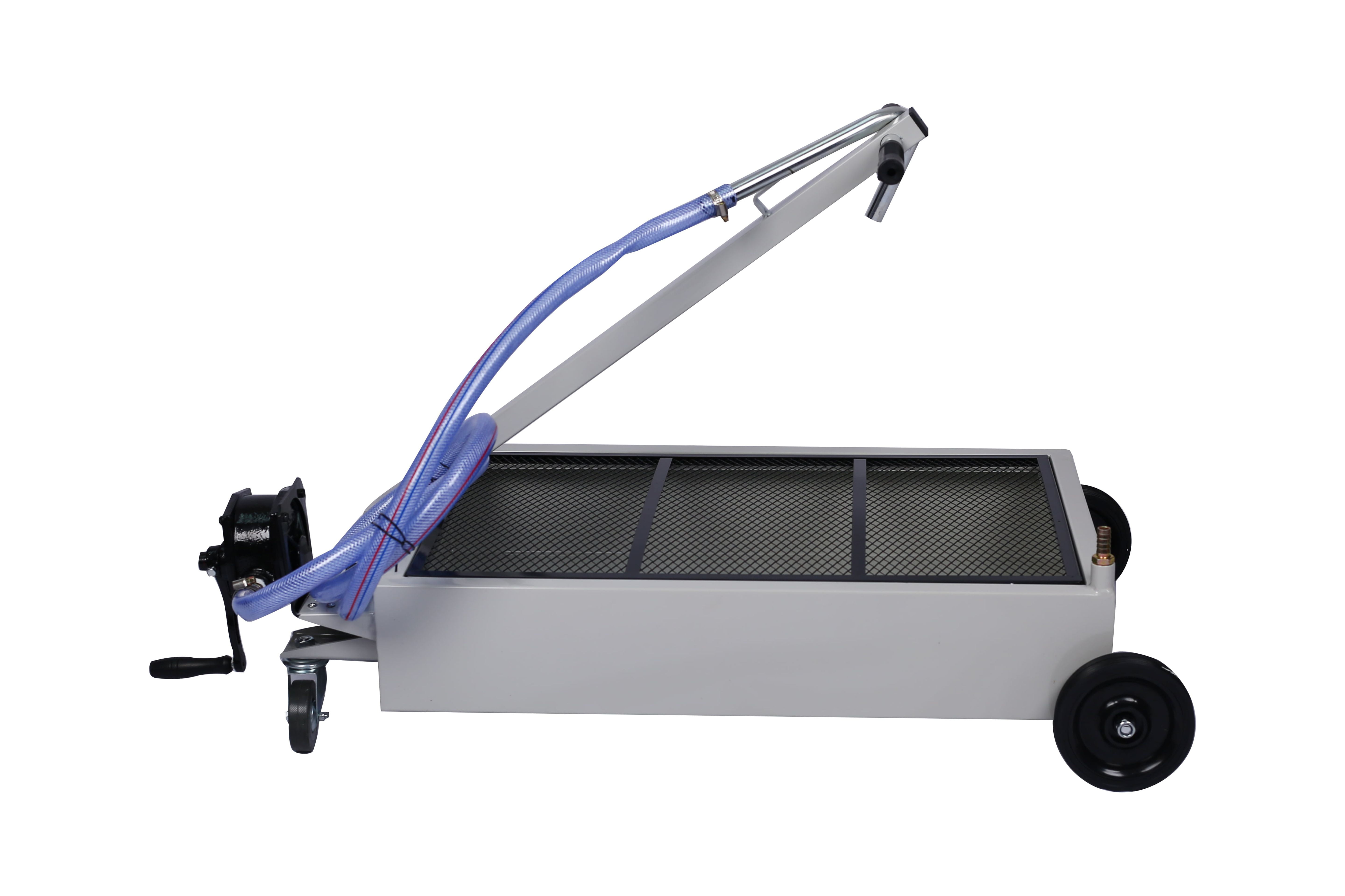 15-Gallon Oil Drain Pan, High-Impact Polypropylene, Manual Pump, Low-Profile Design