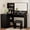 Black, variant on Vineego L Shaped Makeup Vanity Set with LED Lighted Mirror & Charging Station, 5 Drawers Corner Vanity Table with Hair Dryer Holder & Padded Stool for Bedroom, White