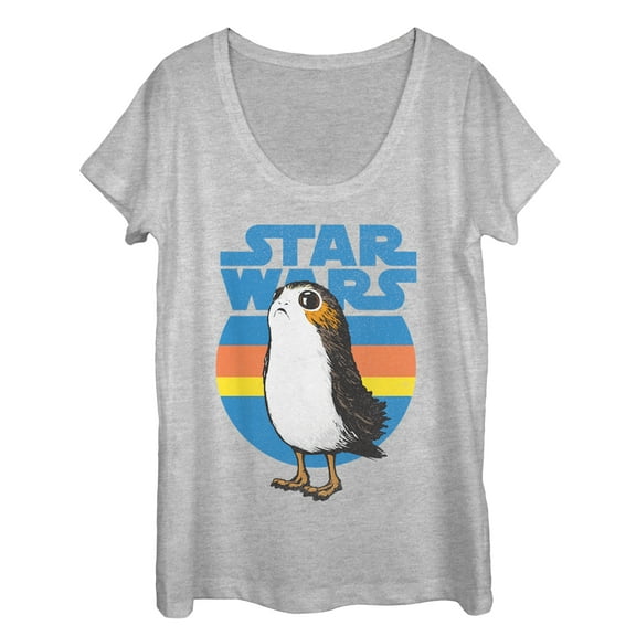 Women's Star Wars The Last Jedi Retro Porg Scoop Neck Athletic Heather Medium