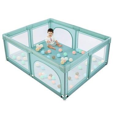 Costway Baby Playpen Infant Large Safety Play Center Yard W 50 Ocean Balls Grey Walmart Com