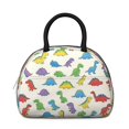 thumbnail image 2 of Dinosaur and Silhouette Beige Pattern Insulated Lunch Bag,Leakproof Large Capacity Lunch Box for Work,Picnic or Travel,11.4 X 6.7 X 8.3 Inches, 2 of 6