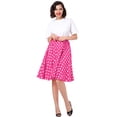 thumbnail image 4 of IBTOM CASTLE Women Pleated Vintage Skirt Floral Print A-Line Midi Skirts 50s Polka Dots Knee-Length Flared Swing Cocktail Party Dresses S Hot Pink - Polka Dots, 4 of 8