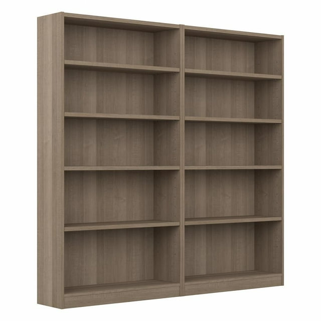 Bush Furniture Universal Tall 5 Shelf Bookcase - Set of 2, Ash Gray