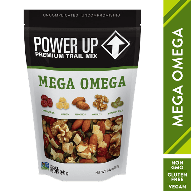 Power Up Mega Omega Trail Mix from Gourmet Nut, Resealable Bag, Gluten