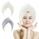 thumbnail image 1 of M-bestl Paquete de 2 toallas para el cabello, toalla de secado de cabello Absobent con botones, toalla de microfibra para secar el cabello rápidamente (beige y gris), 1 of 5