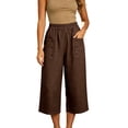 thumbnail image 5 of SwiftWear Womens Cotton Capri Pants Casual Wide Leg Elastic Waist Summer Lightweight Cropped Loose Pants with Pockets, 5 of 6