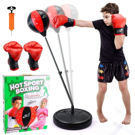 Punching Bag for Kids with Boxing Gloves Adjustable Stand Kids Punching Bag Boxing Bag Set Toy for Child Boys & Girls