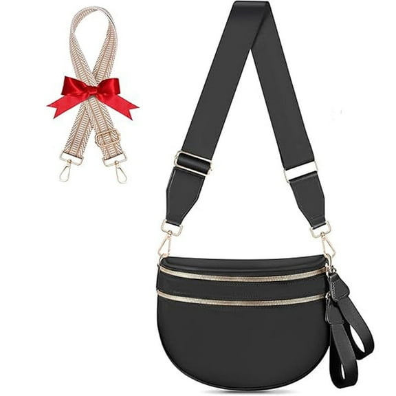 Checkered Crossbody Bag Bum Bags for Women Large Nylon Checkered Purse with Extra Strap Fanny Packs Sling Bag