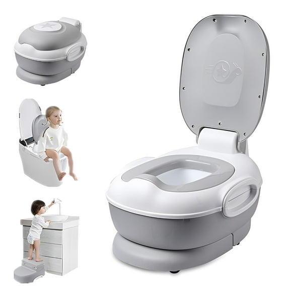 3-in-1 Potty, Portable Toddler Potty Training Toilet with Trainer Ring and Step Stool for Travel Car Camping Indoor Outdoor