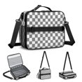 thumbnail image 5 of Gray and White Checkered Pattern Insulated Lunch Bag with Shoulder Strap and Bottle Holder,Bento School Lunch Bag Box,11x9.5x3.5 Inches, 5 of 5