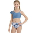 thumbnail image 5 of Ardorlove Girls Swimsuit 3 Pcs Bathing Suits Ruffle Sleeve Swimwear Tropical Print Cover Up Skirt Kids Teen Bathing Suit 9-16 Years, 5 of 10
