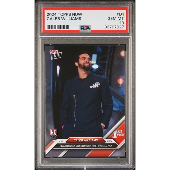 Caleb Williams 2024 Topps Now Rookie Football Card #D1 Graded PSA 10 Cert #93707027