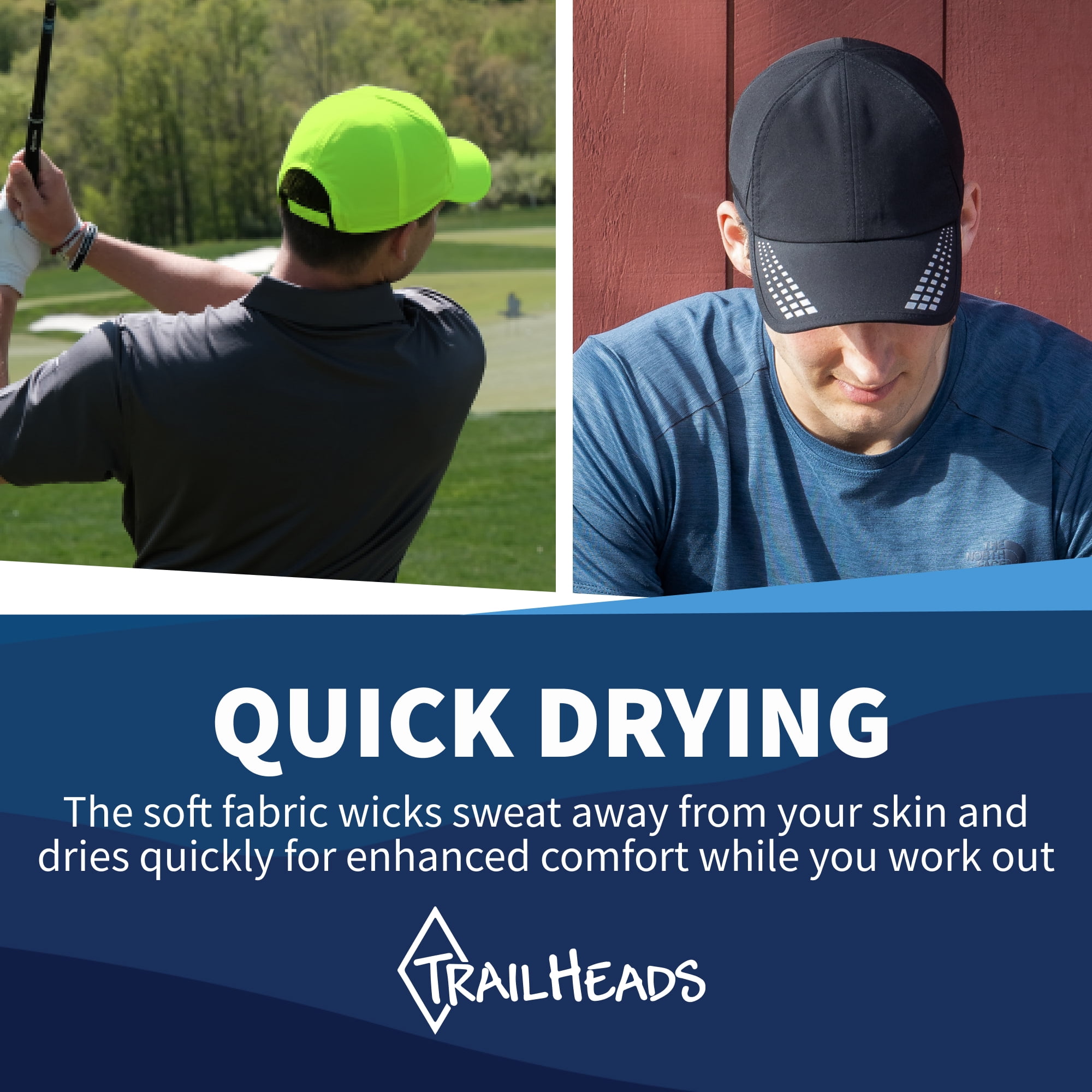 Men's UV Protection Running Hat - 2-Pack - black reflective & hi vis