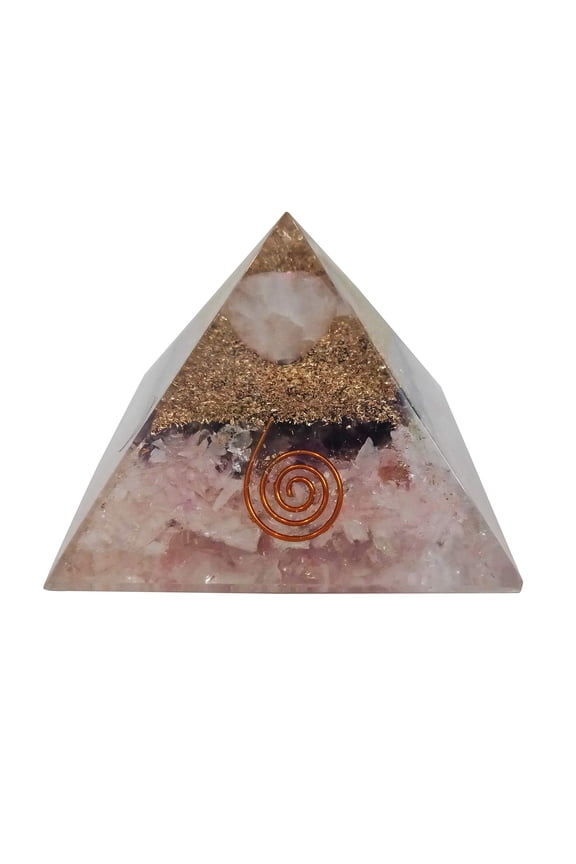 Rose Quartz & Amethyst Energy Generator Orgone Pyramid EMF Protection Healing Meditation Orgonite Pyramid