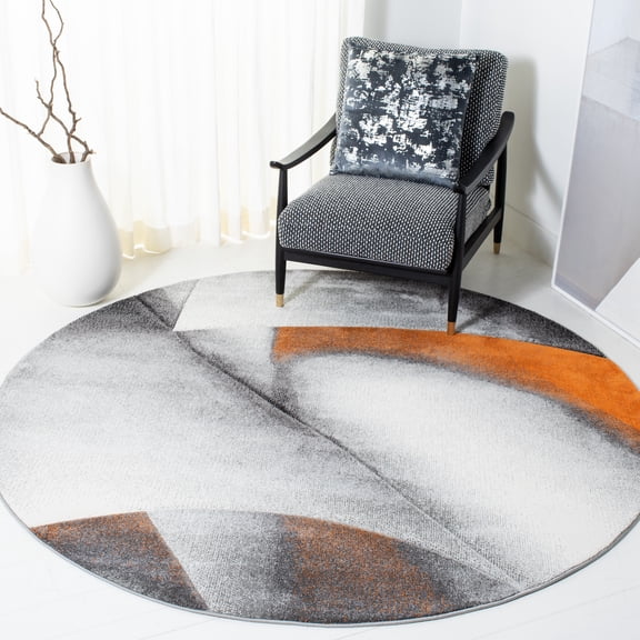 Safavieh Hollywood Salome Abstract Area Rug, Gray/Orange, 6'7" x 6'7" Round