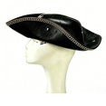thumbnail image 2 of Byfri Pirate Tricorn Hat Black PU Leather 56-58cm Vintage Style for Themed Events Parties, 2 of 7