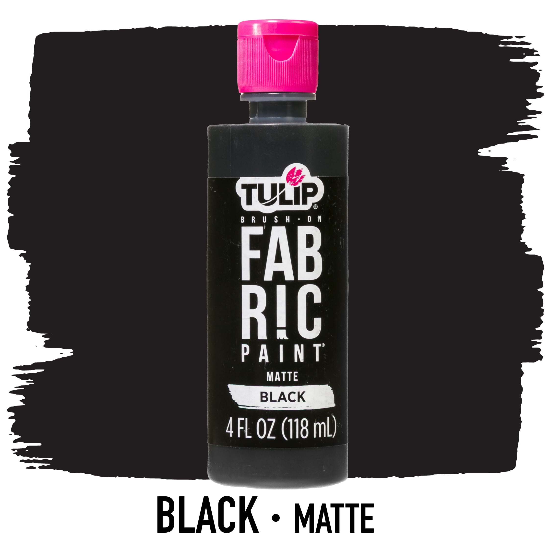 Tulip Brush-On Fabric Liquid Paint Black, Create Permanent Designs, Great for Fashion and Decor Crafts, Black Color, 4 oz