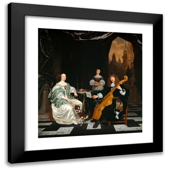 Michiel Van Musscher 12x13 Black Modern Framed Museum Art Print Titled - The Sinfonia (Family Portrait) (1671)
