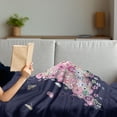 thumbnail image 3 of Floral Soft Flannel Fleece Throw Blanket, Side Portrait of a Female with Blooming Flowers and Butterflies, Cozy Plush for Indoor and Outdoor Use, 50" x 70", Multicolor, by Ambesonne, 3 of 5