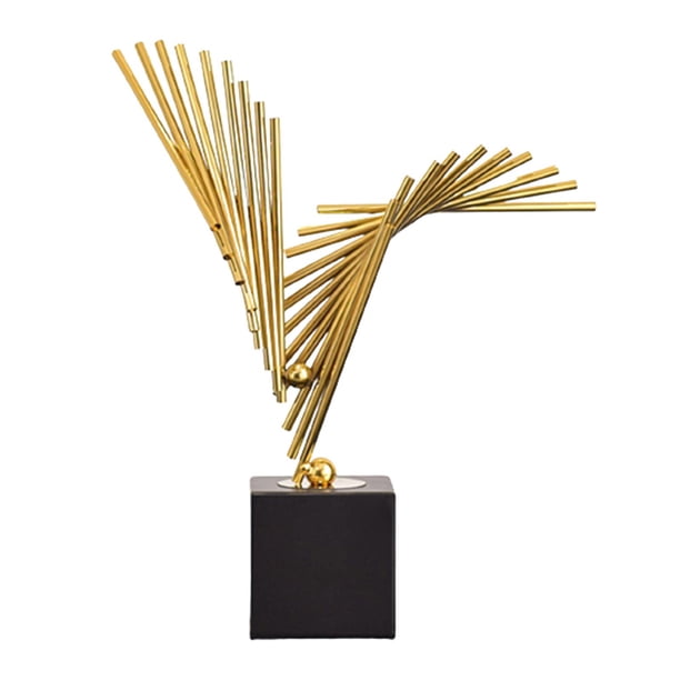Adornos metálicos de estatua dorada Artesanía Novedad Decoración para el hogar Fengshui Figuras geométricas para de escritorio los de ala grande Sunnimix Figuras decorativas