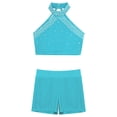 thumbnail image 3 of YONGHS Girls Activewear Set Athletic Tracksuit Jazz Hip Hop Street Dance Gymnastics Leotard Blue Green 16, 3 of 7