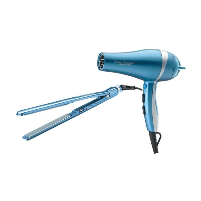 Nano Titanium Ultra-Mince 1.5 Pouces Lisseur & Sèche-Cheveux Kit de Vacances