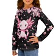thumbnail image 2 of Jiueut Cherry Blossom Crewneck Sweatshirts for Girls Axolotl Long Sleeve Shirts T Shirts Trendy Pullover Tops for Kids Size 3-4 Clothing Preppy Sportswear Teens Sweater, 2 of 7