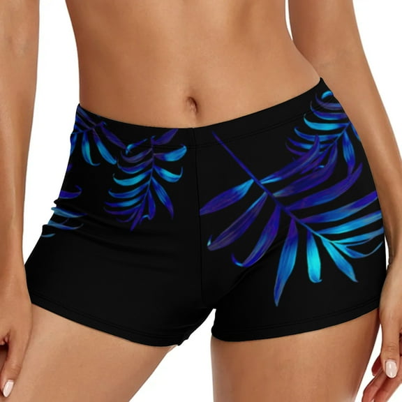 Baqcunre Swim Bottoms for Women Shorts, Womens Swimwear Ethnic Printed Bikini Bottom Swim Shorts 1Pc Swimming Shorts Black L