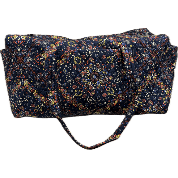 Vera Bradley Women's Premium Cotton Large Original Duffel Bag, Starry Paisley, One Size, Navy Blue Background