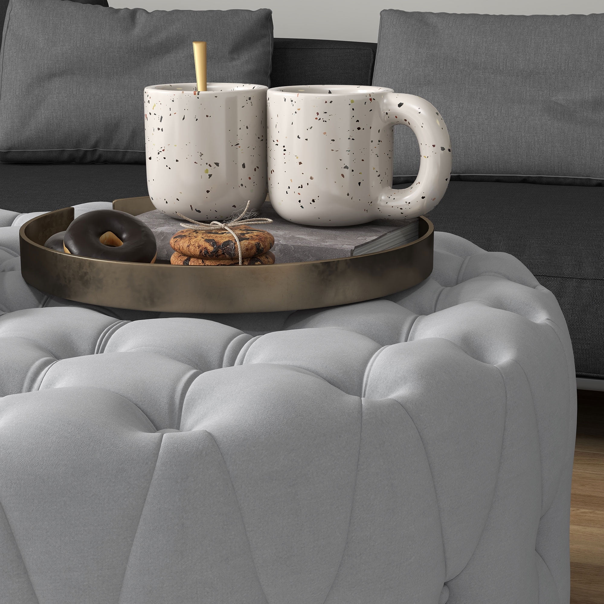 Free Shipping! HOMCOM Button Tufted Ottoman Foot Stool with Free Shipping! HOMCOM Button Tufted Ottoman Foot Stool with