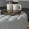 thumbnail image 6 of HOMCOM Tufted Ottoman, Velvet-feel Upholstered Foot Stool with Padded Seat, Round Ottoman Coffee Table for Living Room, Bedroom, Light Gray, 6 of 9