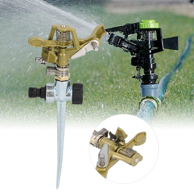 360 Rotating Automatic Water Sprinkler For Lawn Garden - Adjustable Spraying Distance - Evenly Sprays Fine Particles On Blades - Sturdy Zinc Alloy Ground Plug - Suitable For