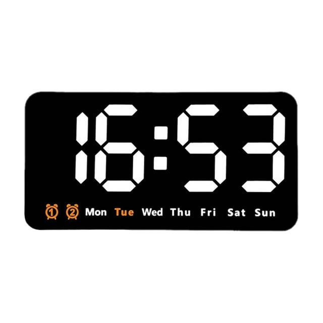 Reloj digital de escritorio con calendario y temperatura, pantalla grande, LED, despertador, reloj de pared Blanco