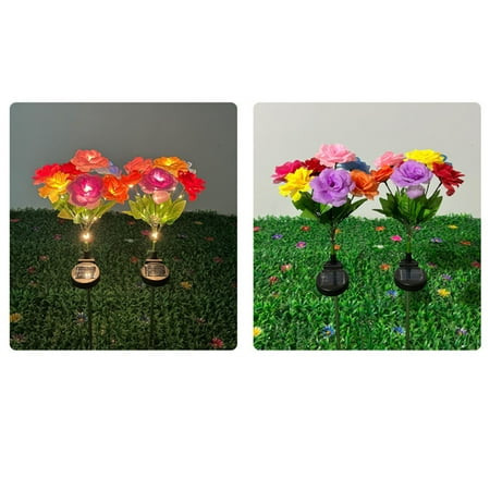 

REASONCOOL New 7 Solar Rose Lights Outdoor Garden Decoration Inserted Lights LED Flower Lights Reading Lamp for Bedside