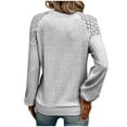 thumbnail image 4 of Idoravan Long Sleeve Shirts for Women,Ladies, Women's Casual Crew-Neck Lace Splicing Solid Color Pullover Long Sleeve Top Gray S, 4 of 4