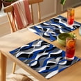 thumbnail image 4 of Blue Grey Stripes Placemats Set&nbsp;of&nbsp;6 Abstract Line Geometric Blue Black Gray White Striped Heat Insulation Washable Place Mats, Non-Slip Table Mats for Dining Table Party Kitchen,13x19 Inch, 4 of 9