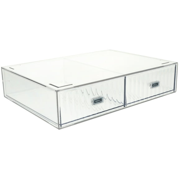 Clear Storage Bins with Lids Organizer for Drawers Desktop Box Office