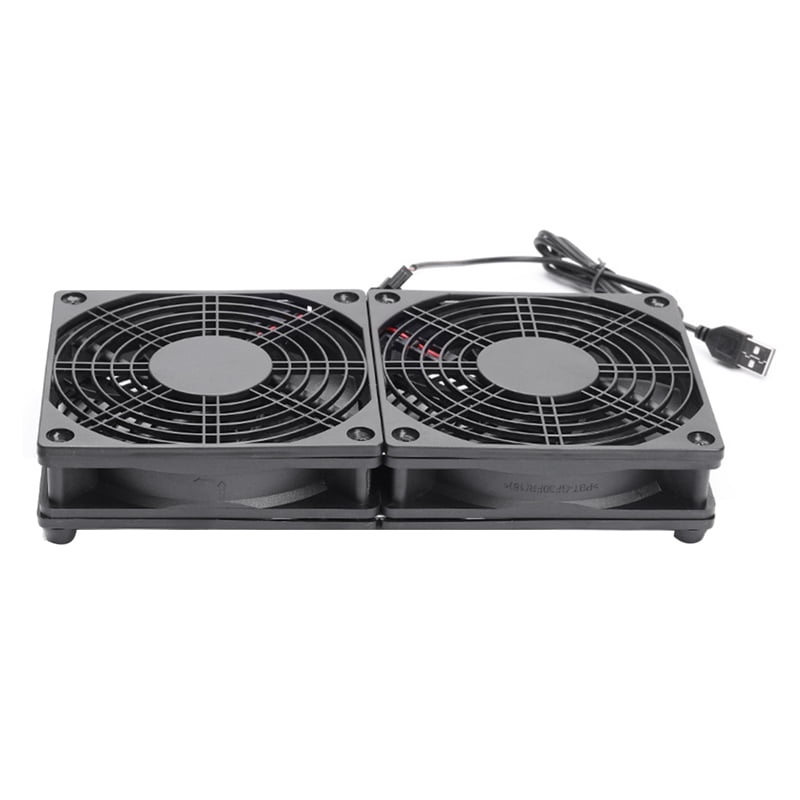 120Mm 5V USB Powered PC Router Dual Fans with Controller Cooling for Router Modem Receiver - Walmart.com