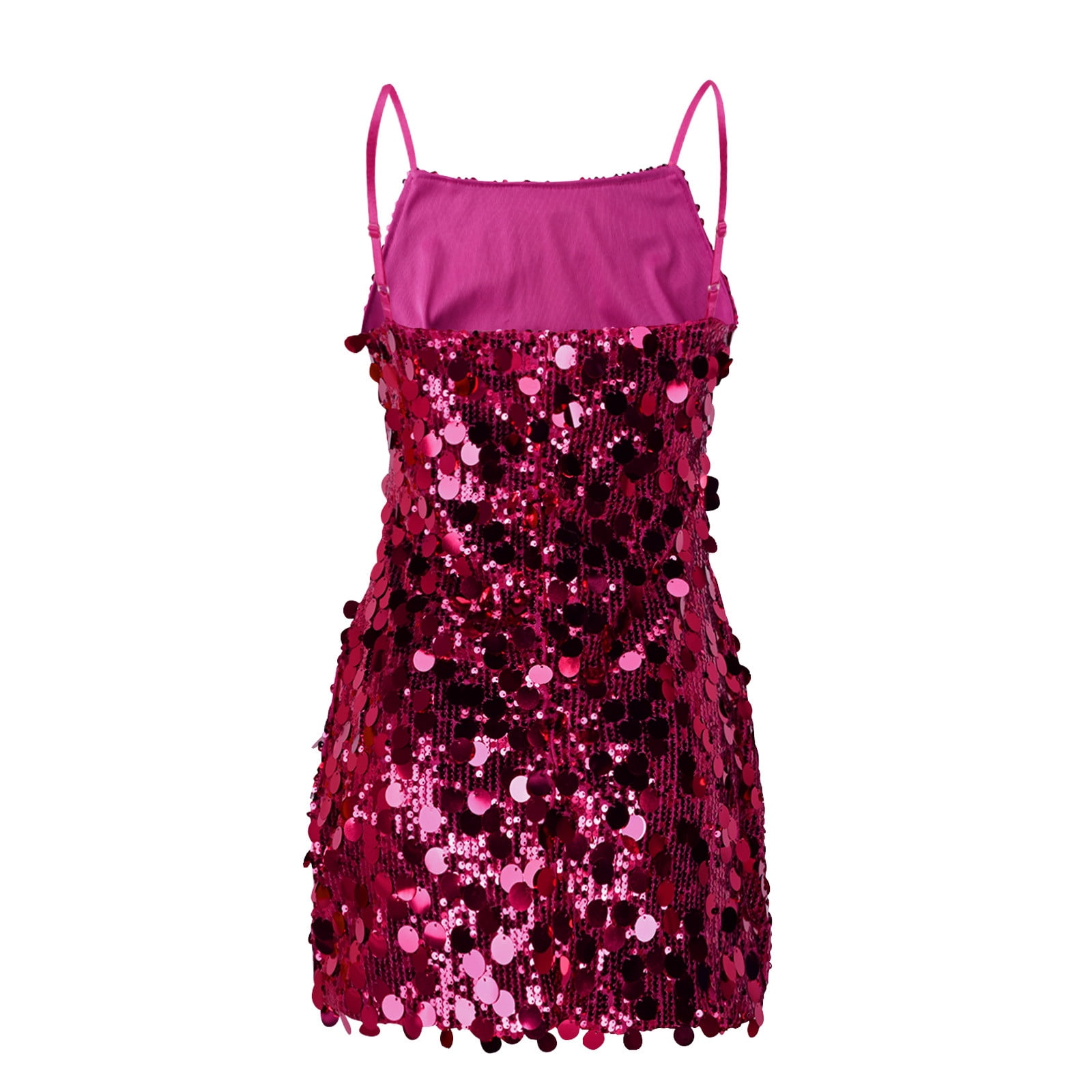 Women's Glitter Sequin Dress Sexy Spaghetti Strap Sleeveless Sparkle Party Mini Dresses