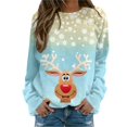 thumbnail image 1 of EHQJNJ Chandails en Molleton pour Femmes Tendance Automne Graphique Joyeux Noël Imprimé Col Rond Chandail en Molleton Col Rond Ajusté Pull Tops Décontracté Manches Longues Chemises d'Entraînement Blouse Ample, 1 of 4