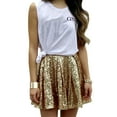 thumbnail image 4 of vigerkar Sequin Mini Skirt for Women Versatile A-line Basic Stretchy Flared Casual Skirt Gold, XL, 4 of 6