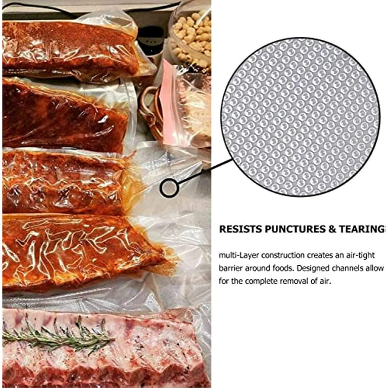 4 Pack Vacuum Sealer Bags,11 x 50' Rolls Kitchen Food Meat Saver Storage  Bags, Embossed, BPA Free,Commercial Grade for Meal Prep Sous Vide 