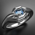 thumbnail image 2 of Glass Stone Couple Hug Rings Hugging Hands Romantic Alloy Finger Jewelry, 2 of 2